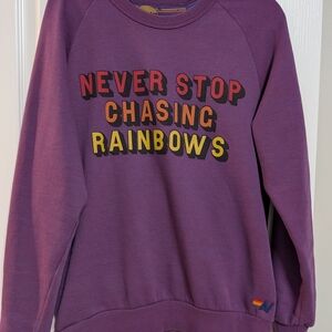 Aviator Nation Purple Sweatshirt with Yellow and Orange Logo
